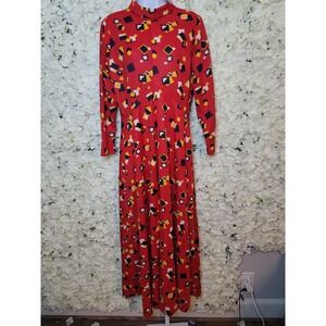Bright Red Sears Maxi Swing Dress 80's Vintage, My Mom Had That, Brady Life, S/M
